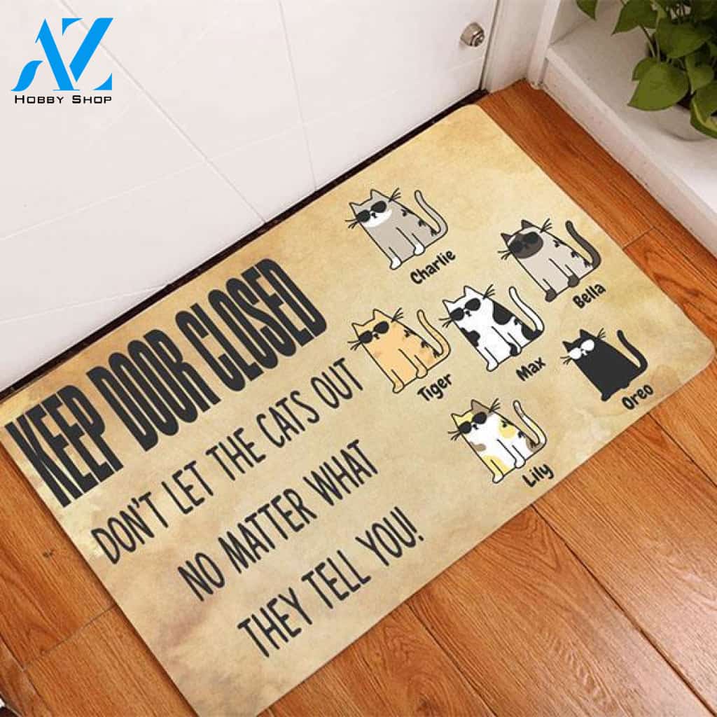Dont Let The Cat Out Cat Lovers Rubber Base Doormat | Welcome Mat | House Warming Gift
