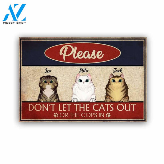 Don't Let The Cats Out Personalize Doormat | Welcome Mat | House Warming Gift