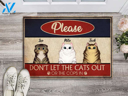 Don't Let The Cats Out Personalize Doormat | Welcome Mat | House Warming Gift