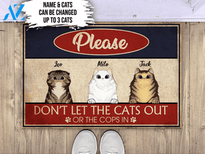 Don't Let The Cats Out Personalize Doormat | Welcome Mat | House Warming Gift