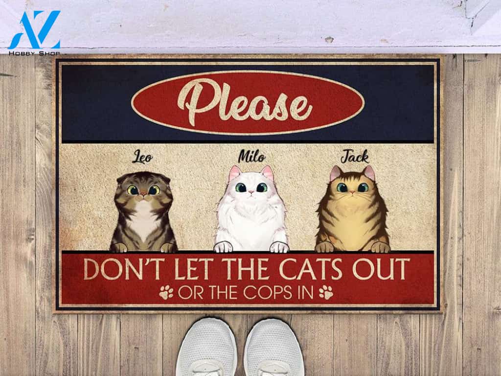 Don't Let The Cats Out Personalize Doormat | Welcome Mat | House Warming Gift