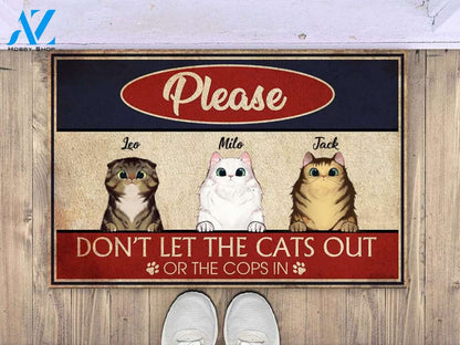 Don't Let The Cats Out Personalize Doormat | Welcome Mat | House Warming Gift