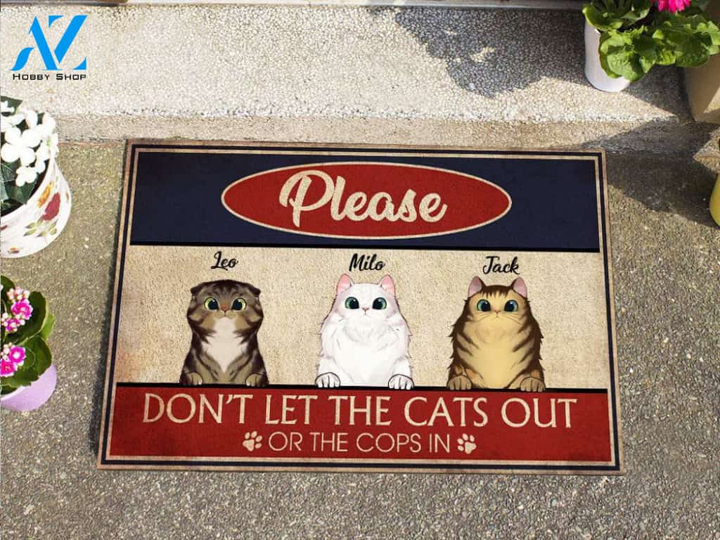 Don't Let The Cats Out Personalize Doormat | Welcome Mat | House Warming Gift