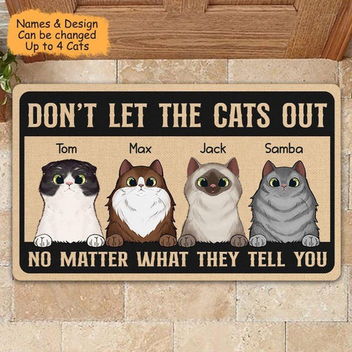 Don't Let The Cats Out Personalized Doormat For Cat Lovers