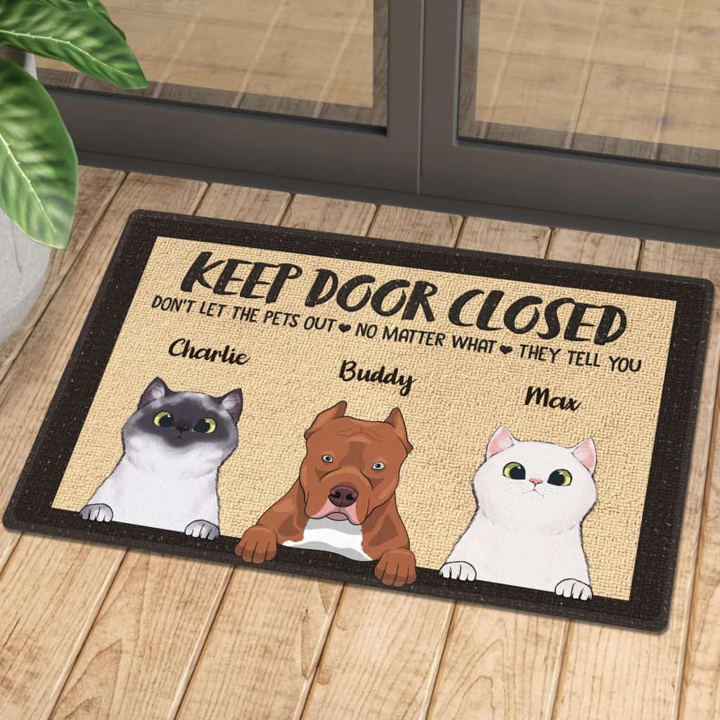 Dont Let The Pets Out - Funny Personalized Doormat Door