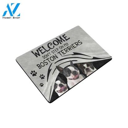 Dont Step On My Boston Terrier Easy Clean Welcome DoorMat | Felt And Rubber | 40x60 cm | 45x75 cm | 60x90 cm | Colorful | DO1465