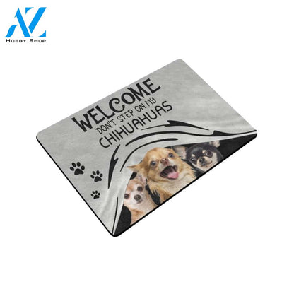 Dont Step On My Chihuahua Easy Clean Welcome DoorMat | Felt And Rubber | 40x60 cm | 45x75 cm | 60x90 cm | Colorful | DO1464