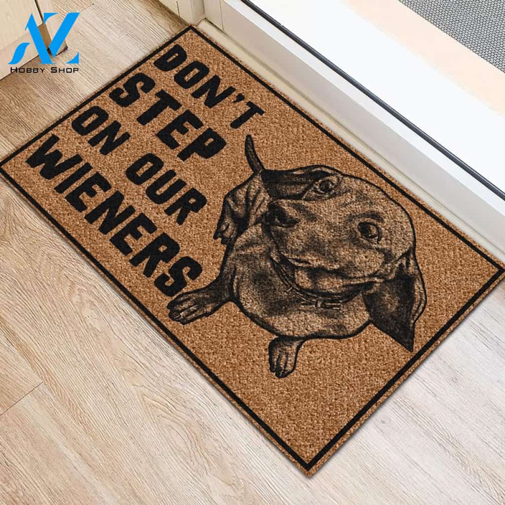 Don't Step On Our Wieners Doormat Welcome Mat House Warming Gift Home Decor Gift for Dog Lovers Funny Doormat Gift Idea