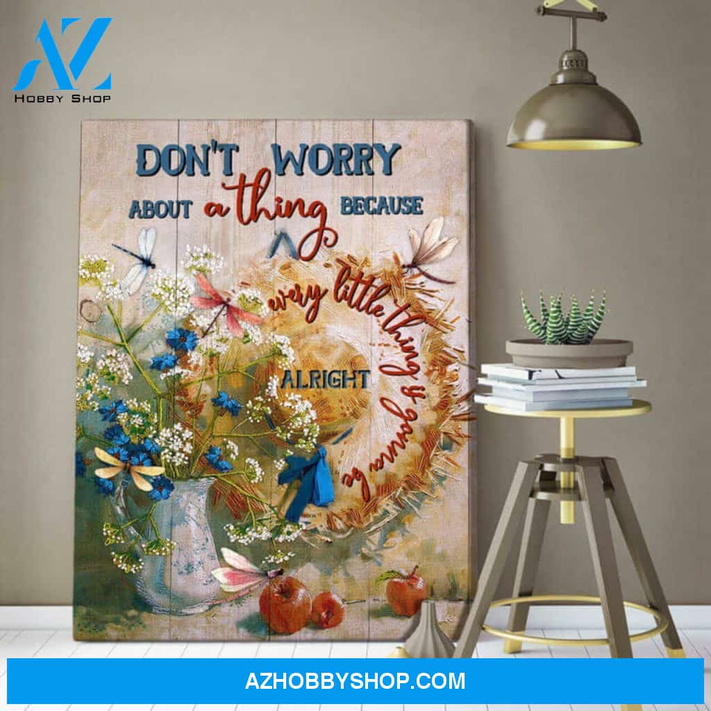 Don’t Worry Wall Art Decor, Gorgeous Dragonfly Poster Canvas Wall Decor Visual Art