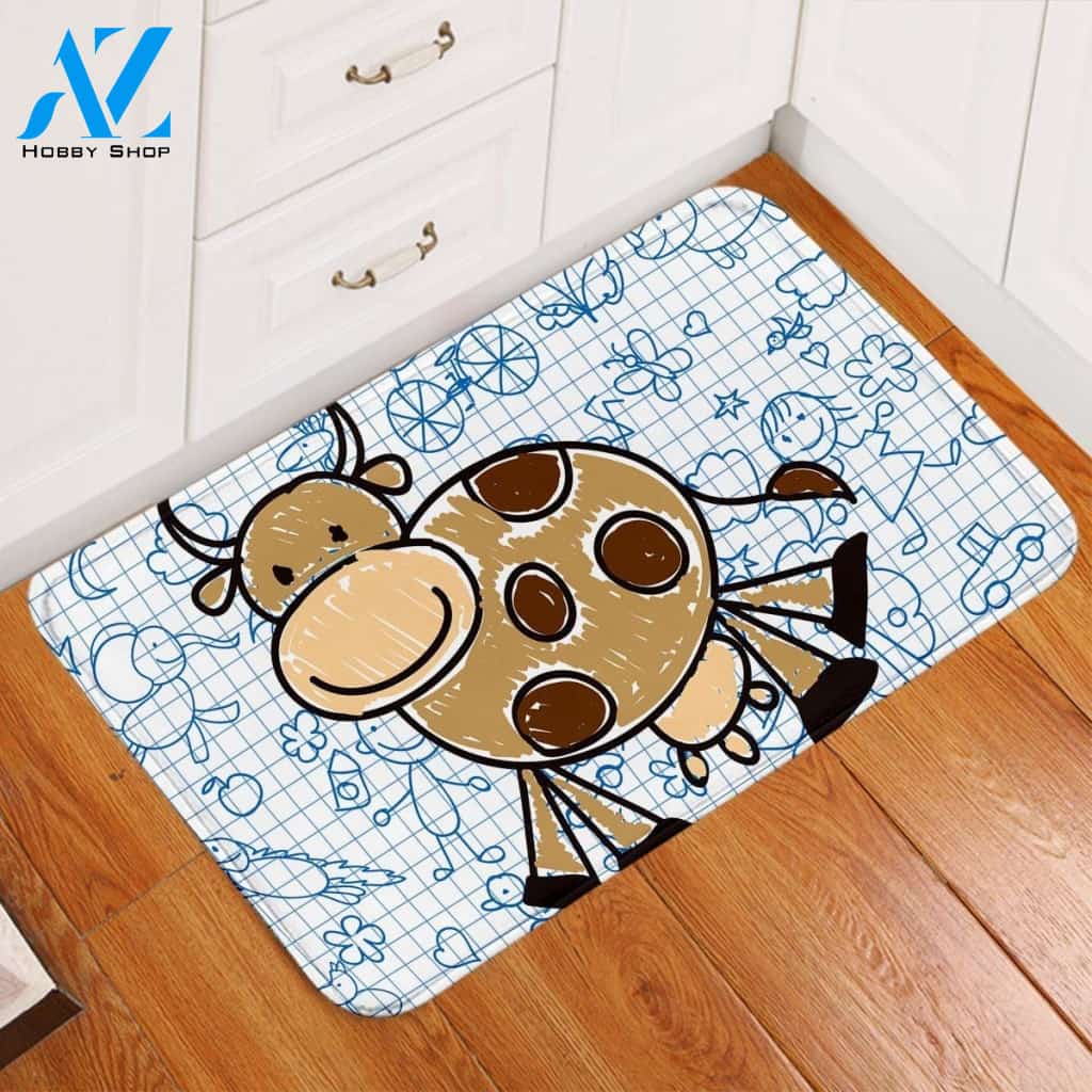 Doodle Cow Paper Printed Doormat Home Decor