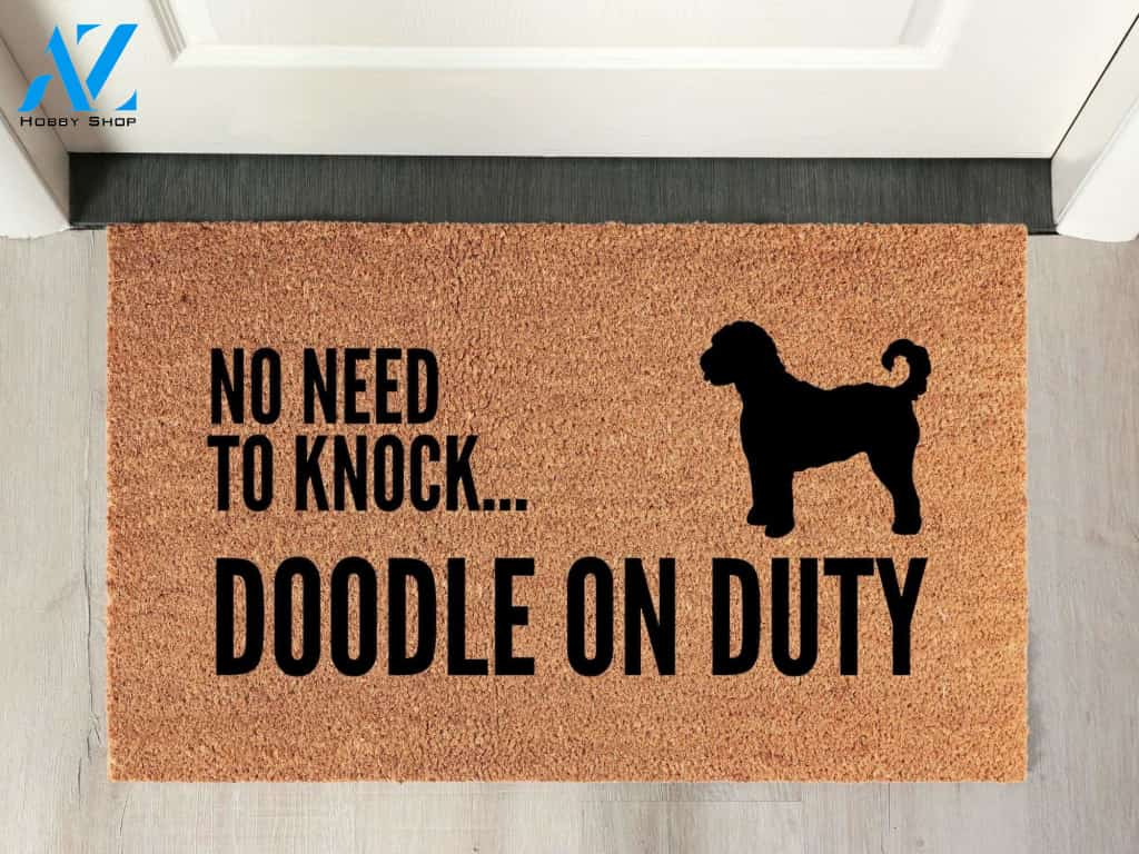 DOODLE ON DUTY Coir Doormat  Welcome Mat for Goldendoodle, Labradoodle, Cavapoo, Bernedoodle, or Poodle Mix Owners!