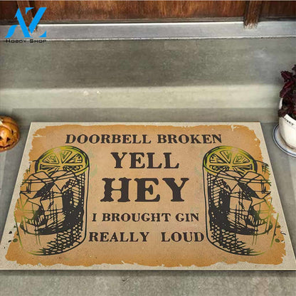 Doorbell Broken I Brought Wine Funny Indoor And Outdoor Doormat Warm House Gift Welcome Mat Birthday Gift For Wine Lovers