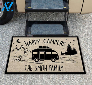 Doormat Camping - Happy Campers - Last Name Vr2 - M0402 - TRHN | Welcome Mat | House Warming Gift