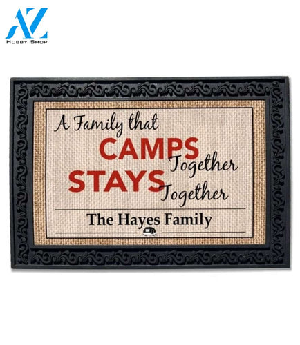 Wozoro Doormat Camping Personalized A Family That Camps Together Size 18x30, 24x36, 36x 60 inch