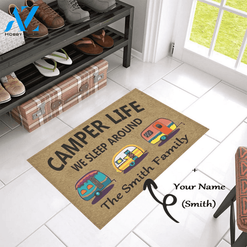 Wozoro Doormat Camping Personalized Camper Life We Sleep Around Size 18'' x 30'', 24'' x 36'', 36'' x 60''