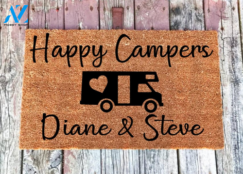 Wozoro Doormat Camping Personalized Happy Campers Size 18 x 30, 24 x 36, 36 x 60 inch