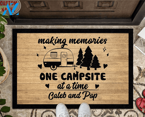 Wozoro Doormat Camping Personalized Making Memories With Travel Trailer Size 18'' x 30'', 24'' x 36'', 36'' x 60''