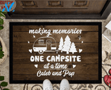 Wozoro Doormat Camping Personalized Making Memories With Travel Trailer Dark Background Size 18'' x 30'', 24'' x 36'', 36'' x 60''