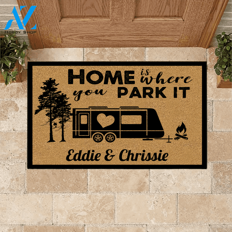 Doormat Customized Name and RV Home Is Where You Park It | WELCOME MAT | HOUSE WARMING GIFT