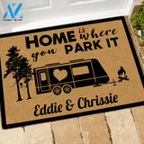 Doormat Customized Name and RV Home Is Where You Park It | WELCOME MAT | HOUSE WARMING GIFT