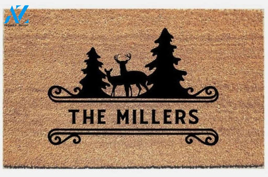 Wozoro Doormat Deer Hunting Personalized Forest Camouflage Size 18 x 30, 24 x 36, 36 x 60 inch