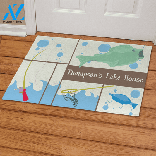Wozoro Doormat Fishing Personalized Lake House Fish Map Size 18'' x 30'', 24'' x 36'', 36'' x 60''