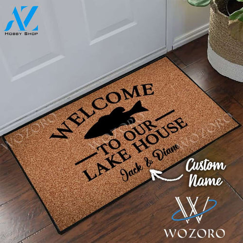 Wozoro Doormat Fishing Personalized Welcome To Our Lake House Size 18 x 30, 24 x 36, 36 x 60 inch