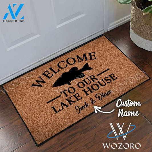 Wozoro Doormat Fishing Personalized Welcome To Our Lake House Size 18 x 30, 24 x 36, 36 x 60 inch