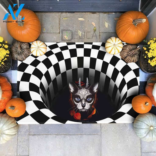 Doormat Hole Horror Cat 04 | Welcome Mat | House Warming Gift