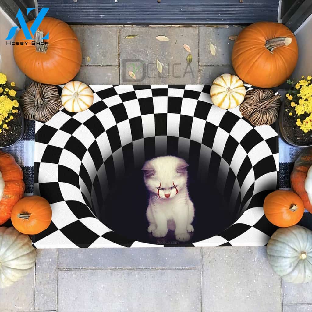 Doormat Hole Horror Cat 05 | Welcome Mat | House Warming Gift