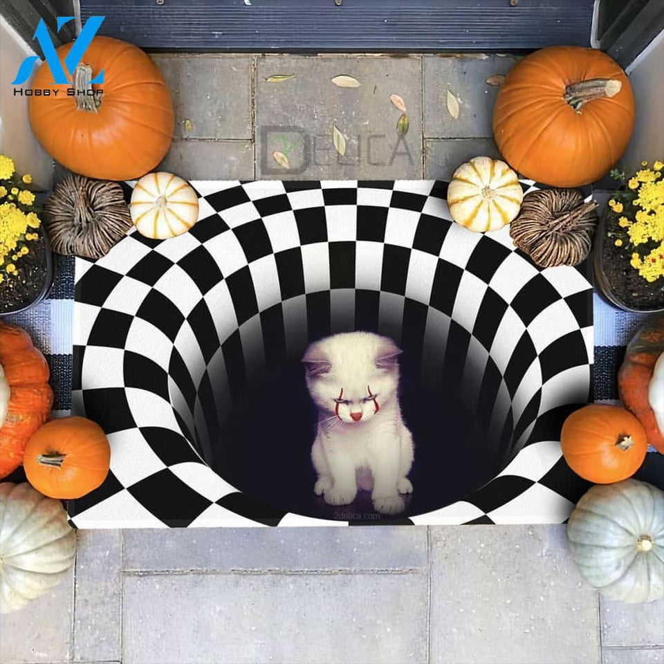 Doormat Hole Horror Cat 05 | Welcome Mat | House Warming Gift
