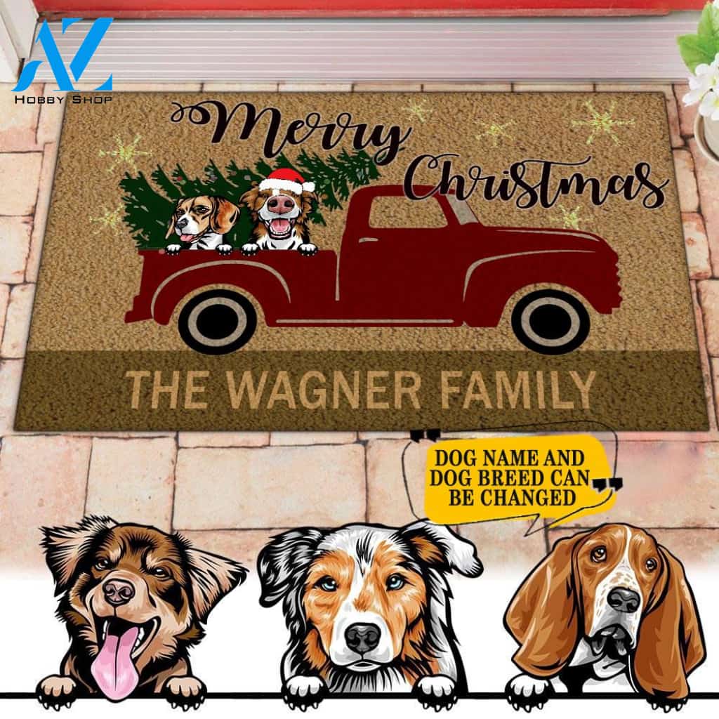 Doormat Personalized 2 Dog & Name 3D Printing HLT-DSH001 | Welcome Mat | House Warming Gift