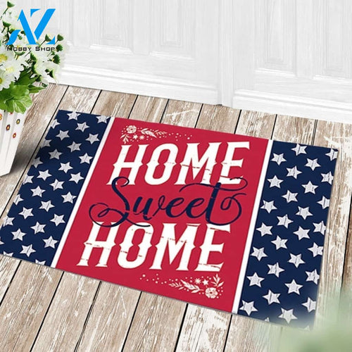 Home Sweet Home America Doormat USA Welcome Mat Housewarming Gift 4th July Independence Day American Family Welcome Mat House Warming Gift Home Decor Funny Doormat Gift Idea