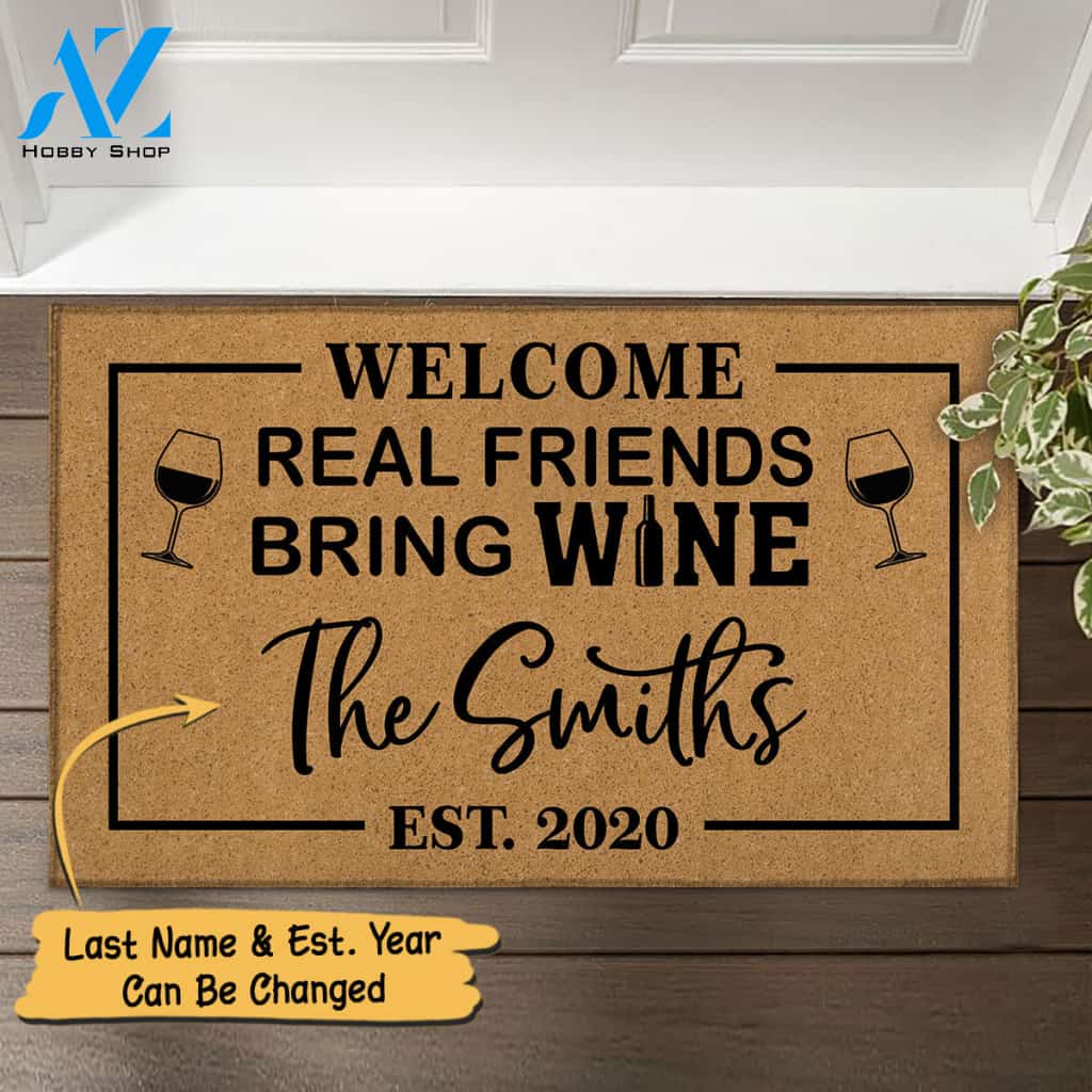 Doormat Wine - Welcome - Real Friends Bring Wine M0402 - TRHN