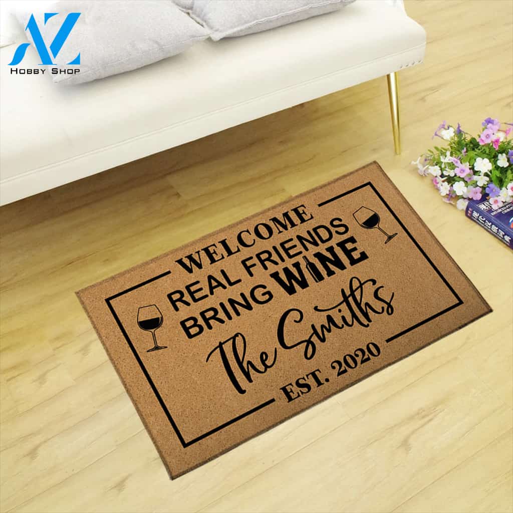 Doormat Wine - Welcome - Real Friends Bring Wine M0402 - TRHN