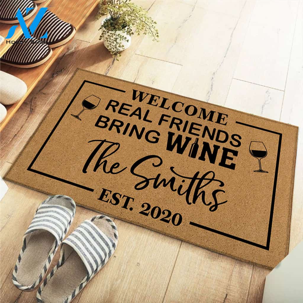 Doormat Wine - Welcome - Real Friends Bring Wine M0402 - TRHN
