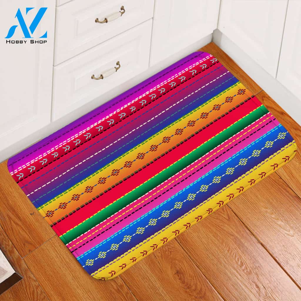 Dotted Colorful Lines Door Mat