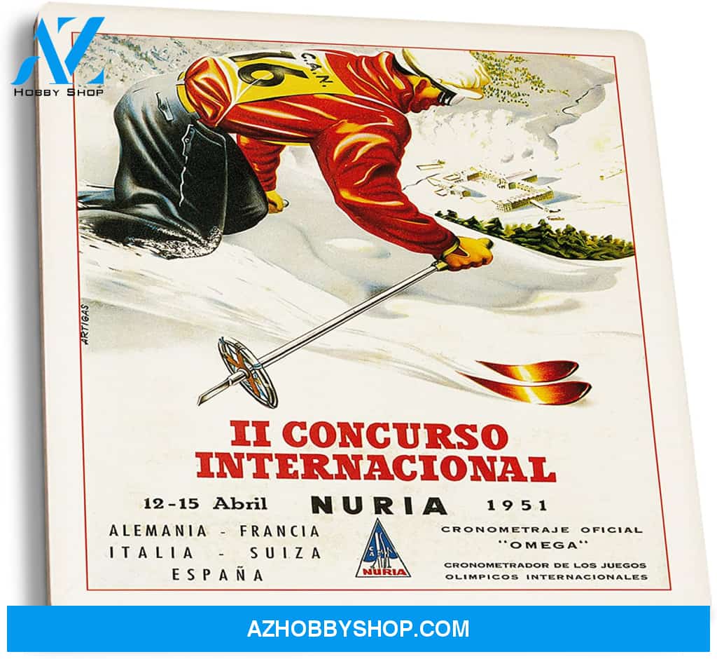 Downhill Skiing Il Concurso Internacional Vintage Promotional Poster