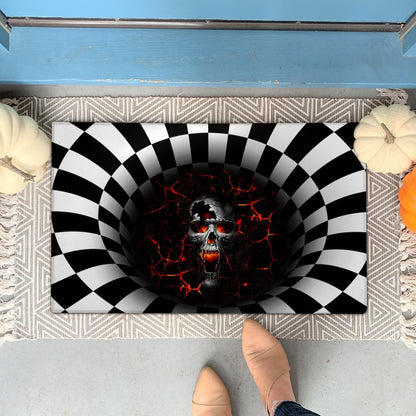 FIRE SKULL ILLUSION DOORMAT