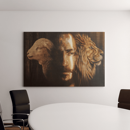 God the lamb and the lion Canvas And Poster,Canvas Prints,Wall Decor Visual Art