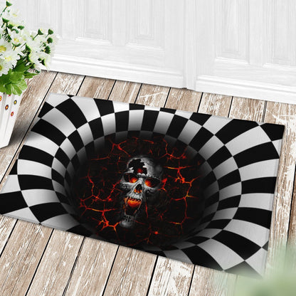 FIRE SKULL ILLUSION DOORMAT
