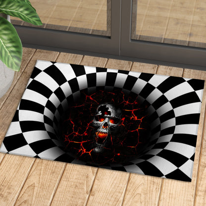 FIRE SKULL ILLUSION DOORMAT