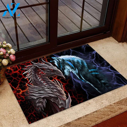 Dragon And Wolf Dragon Doormat