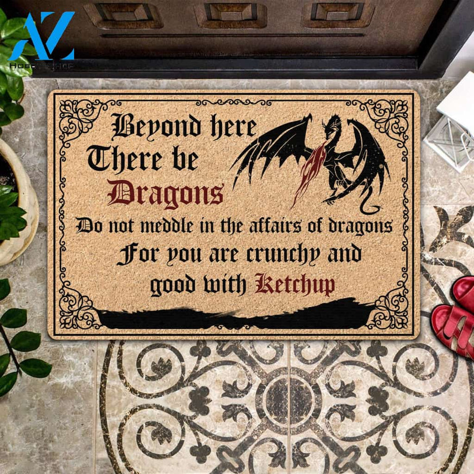 Dragon Beyond Here There Be Dragons Doormat | Welcome Mat | House Warming Gift