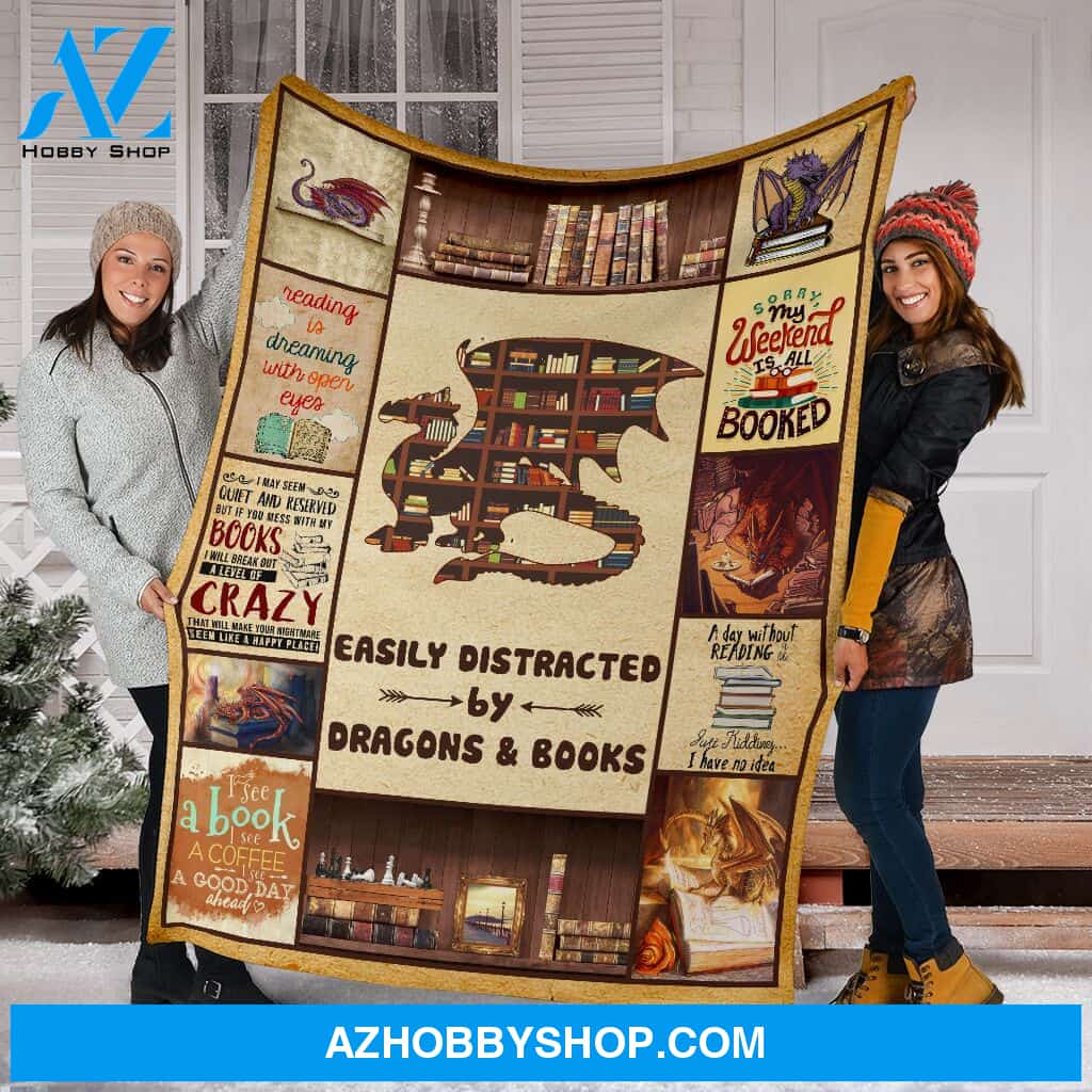 Dragon Book Fleece Blanket