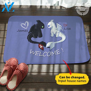 Dragon Couple Sweet Home Personalized Doormat