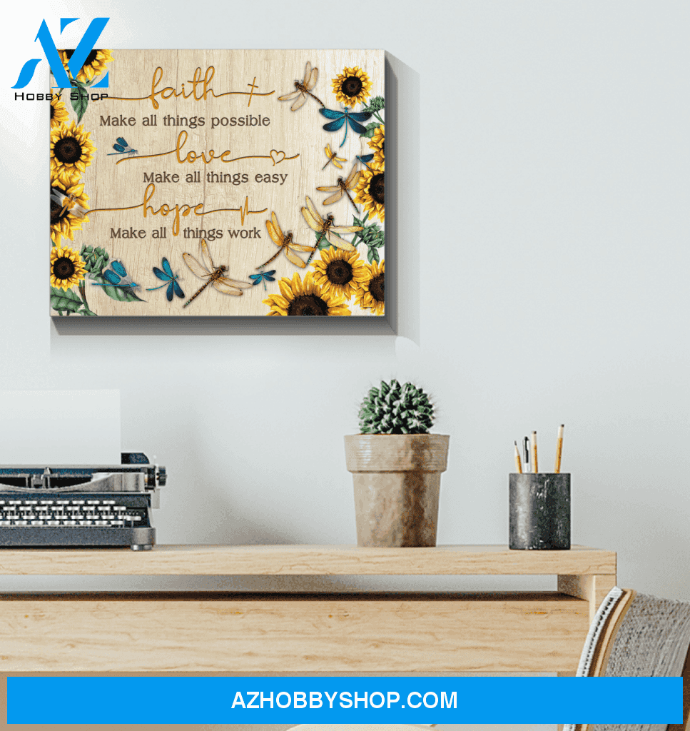 Dragonflies Faith Hope Love Unique Custom Design Canvas Present