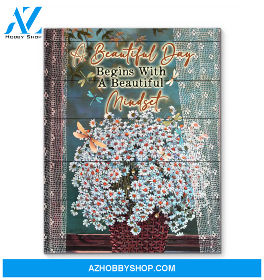 Dragonfly, A Beautiful Day Begins With A Beautiful Mindset Poster Canvas Wall Decor Visual Art
