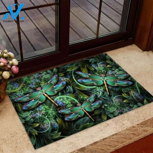 Dragonfly Aesthetic Green Doormat