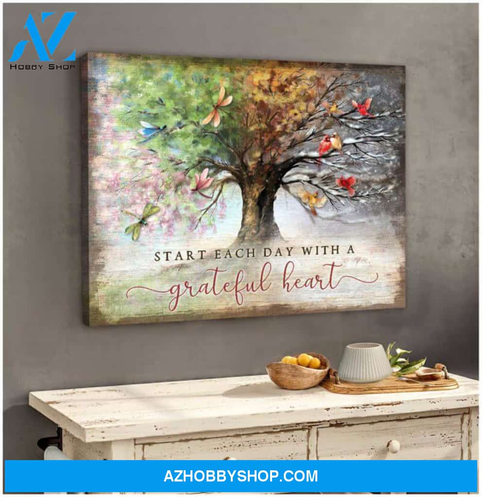 Dragonfly And Cardinal Canvas - Hanging Art For Living Room